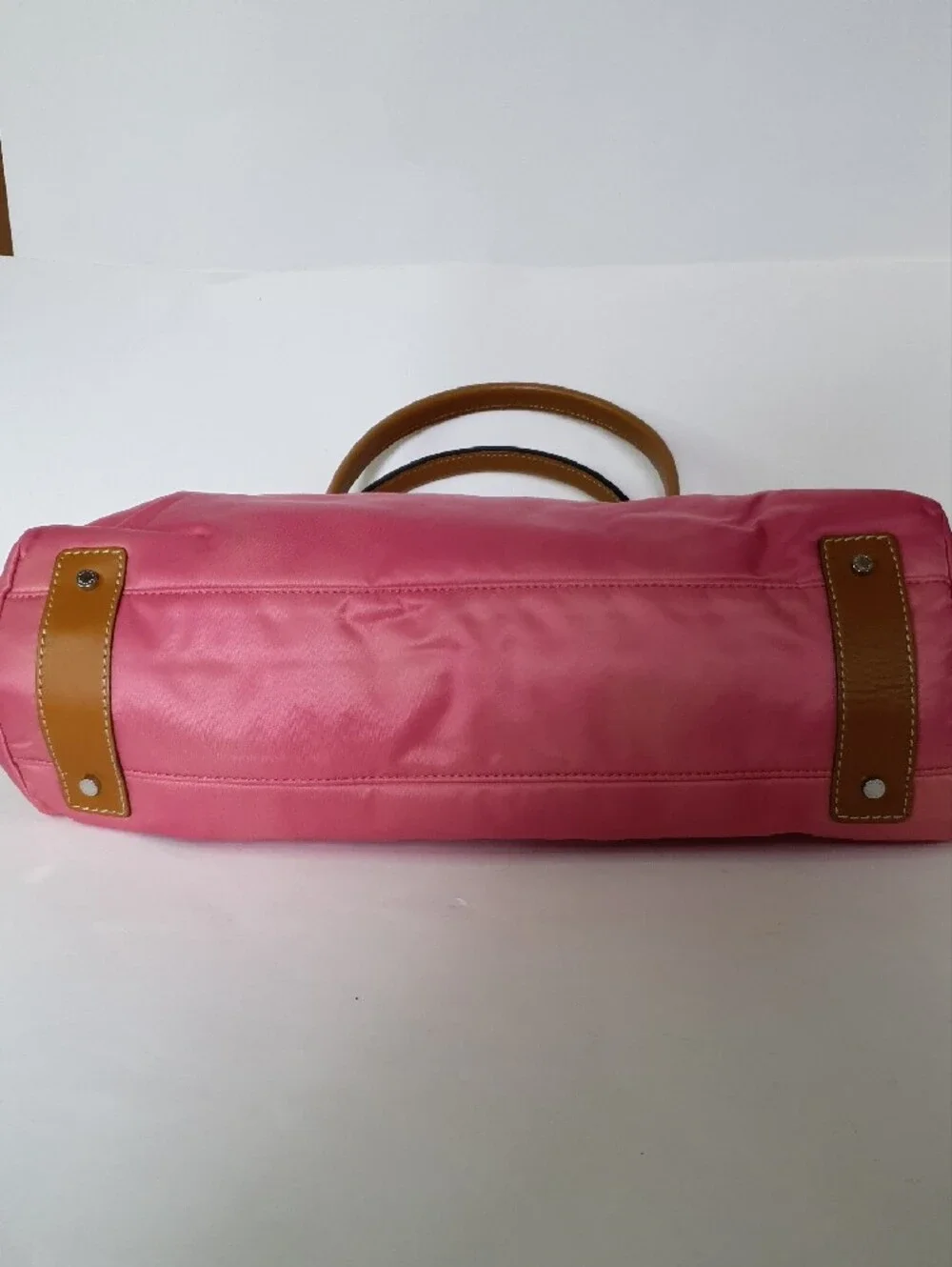 Vintage Kate Spade Satin Pink Shoulder Tote with Tan Leather Trim
